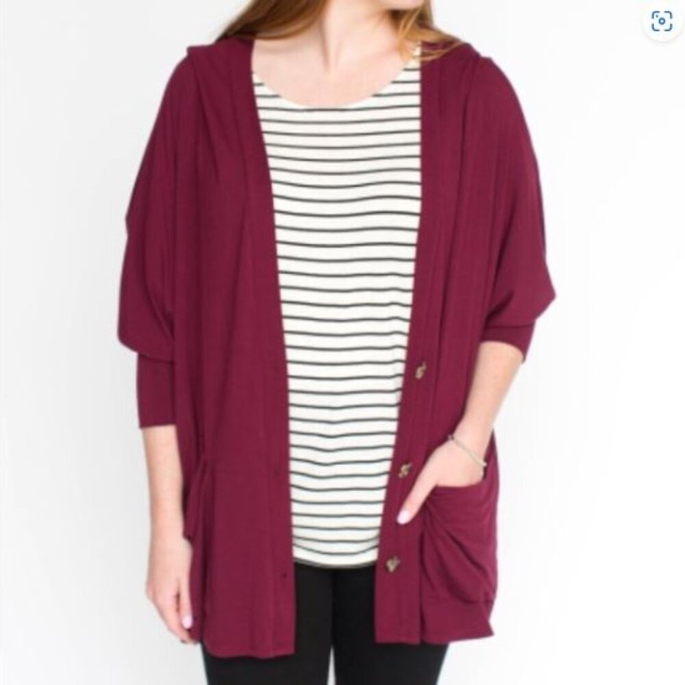 NWT Agnes and Dora Urban Cardi in Burgundy Crepe